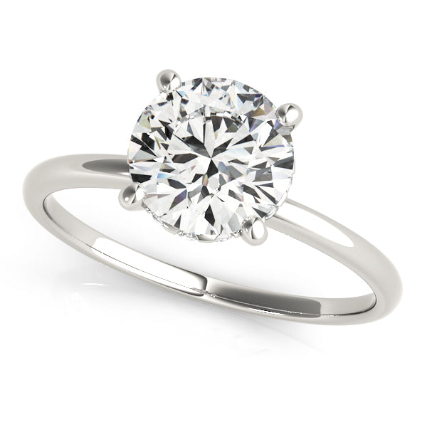 2 1/3 ct tw Round cut Diamond Hidden Halo Engagement Ring Setting (1/8 ct tw) In 18k White Gold - simonbjewels.co