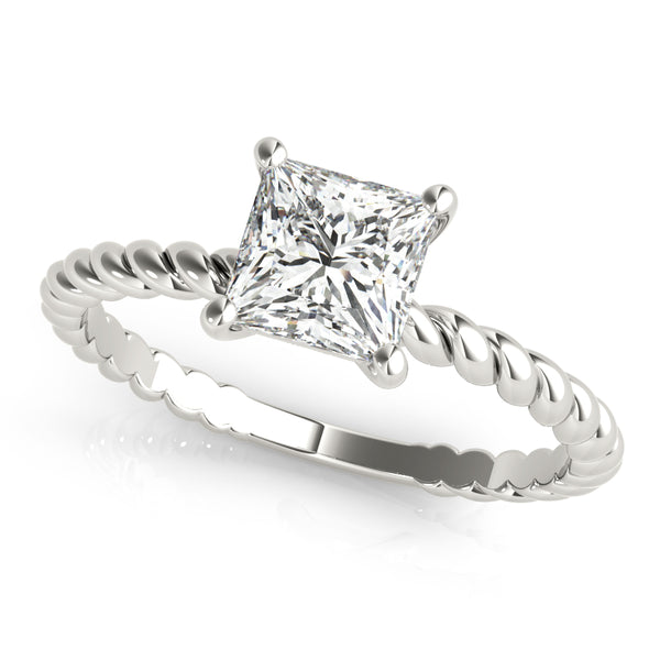 1 1/3 ct tw Princess cut Diamond Solitaire Twisted Engagement Ring Setting In 14k White Gold - simonbjewels.co
