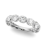 2.75 Carat Round cut 9 Stone U Prong Diamond Wedding Band Anniversary Ring Set In 14k White Gold - simonbjewels.co