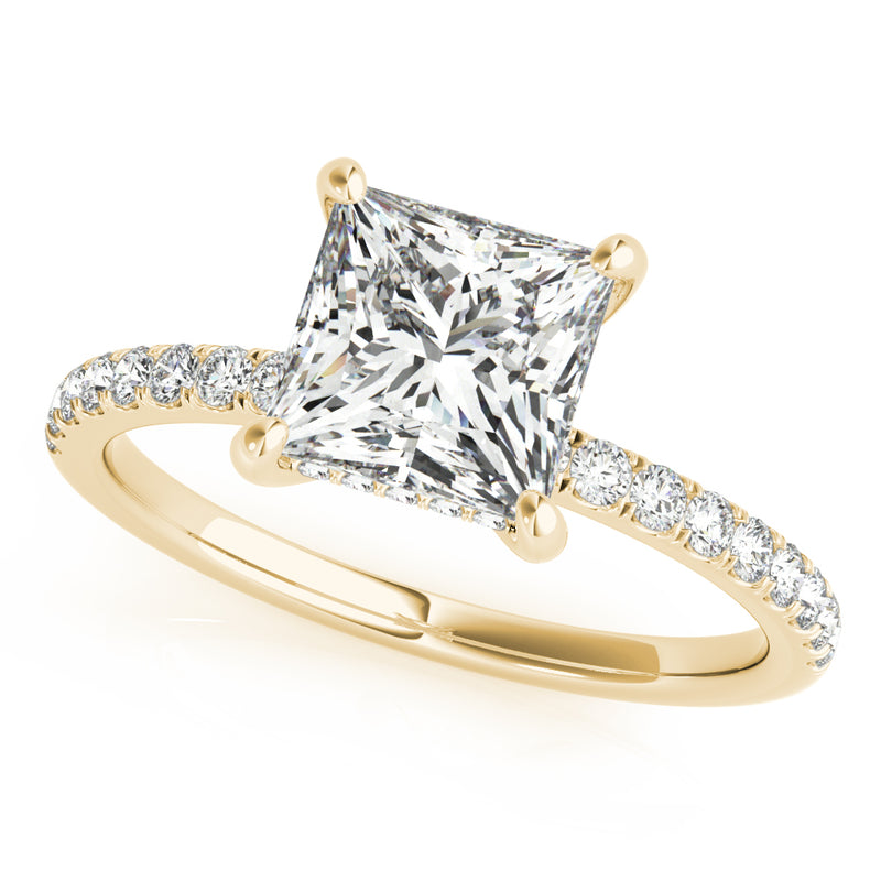 1.35 ct tw Princess cut Diamond Hidden Halo Petite Engagement Ring Setting (1/4 ct tw) In 18k White Gold - simonbjewels.co