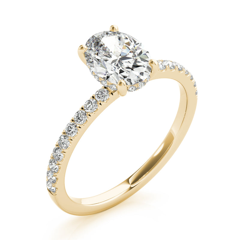 7/8 ct tw Oval cut Diamond Halo Petite Engagement Ring Setting (1/3 ct tw) In 18k White Gold - simonbjewels.co