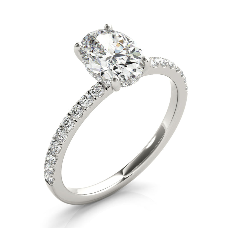 7/8 ct tw Oval cut Diamond Halo Petite Engagement Ring Setting (1/3 ct tw) In 18k White Gold - simonbjewels.co