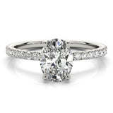 7/8 ct tw Oval cut Diamond Halo Petite Engagement Ring Setting (1/3 ct tw) In 18k White Gold - simonbjewels.co