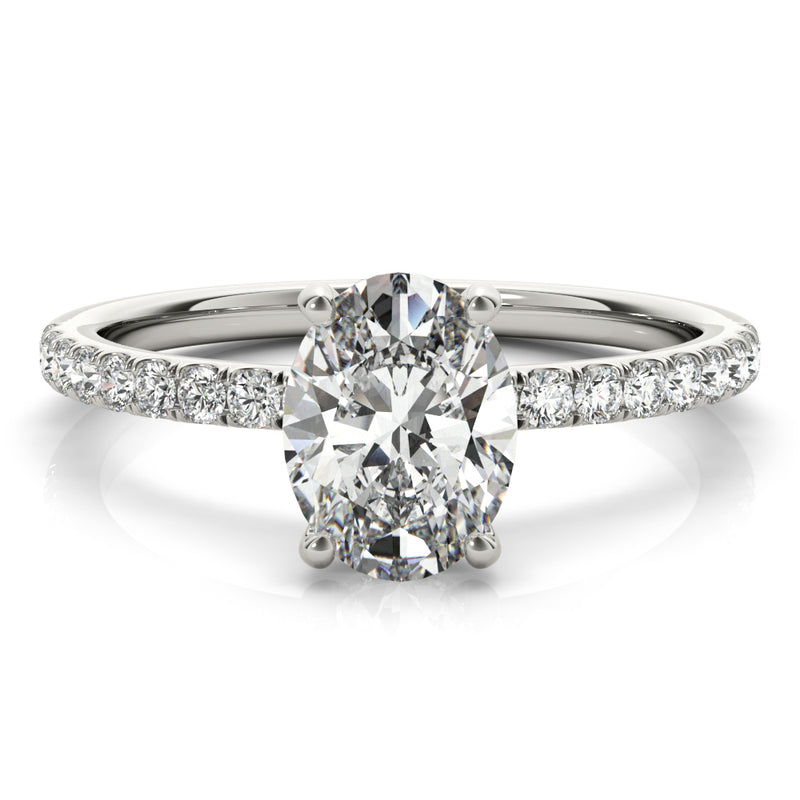 7/8 ct tw Oval cut Diamond Halo Petite Engagement Ring Setting (1/3 ct tw) In 18k White Gold - simonbjewels.co