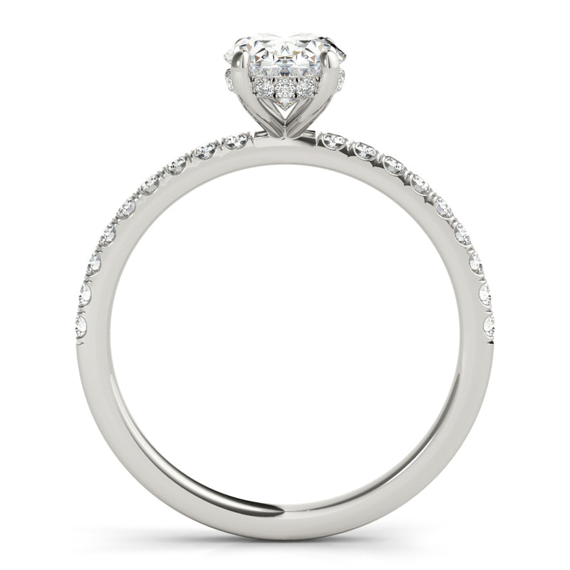 7/8 ct tw Oval cut Diamond Halo Petite Engagement Ring Setting (1/3 ct tw) In 18k White Gold - simonbjewels.co