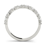 1 1/8 ct tw Pear and Round cut Diamond Wedding Band Ring Anniversary Ring 18k White Gold - simonbjewels.co