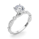 1.50 Carat Round Diamond Art Deco Engagement Ring Setting (0.25ctw) In 18k White Gold - simonbjewels.co