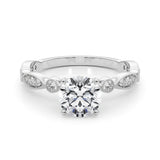 1.50 Carat Round Diamond Art Deco Engagement Ring Setting (0.25ctw) In 18k White Gold - simonbjewels.co