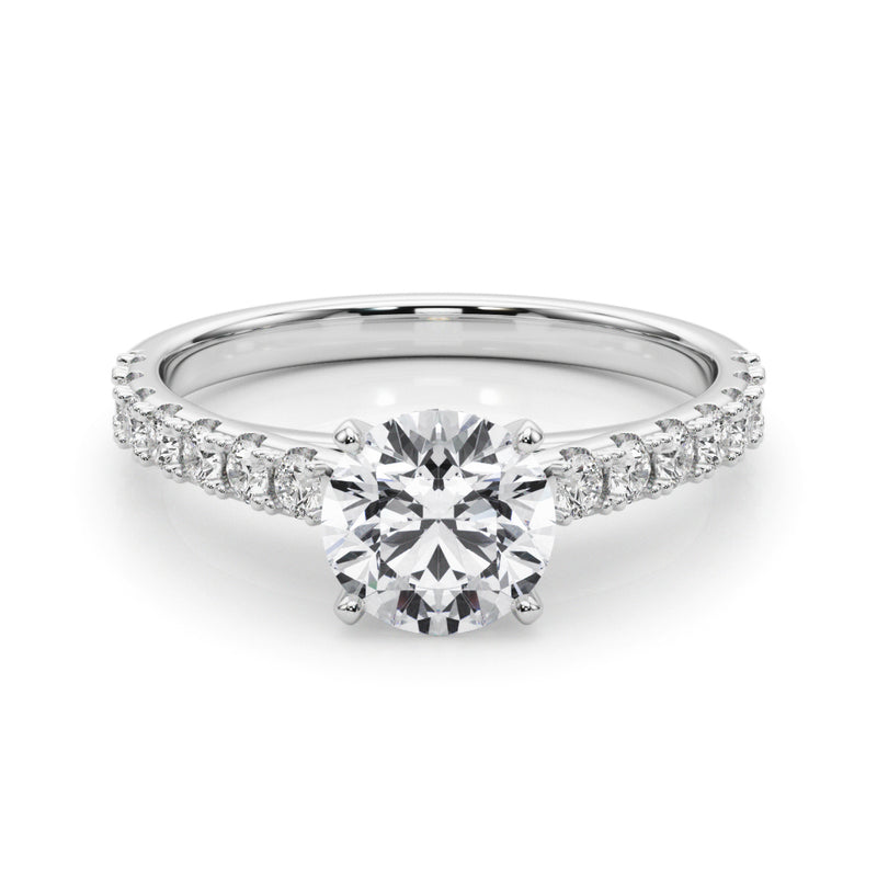 1.50ct Round Brilliant Petite Micropavé  Diamond Engagement Ring Setting (0.75ctw) In 18k White Gold - simonbjewels.co