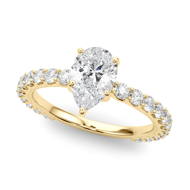 1.55ct Pear Cut Lucida Setting Diamond Engagement Ring Setting (0.65ctw) In 14k Gold - simonbjewels.co