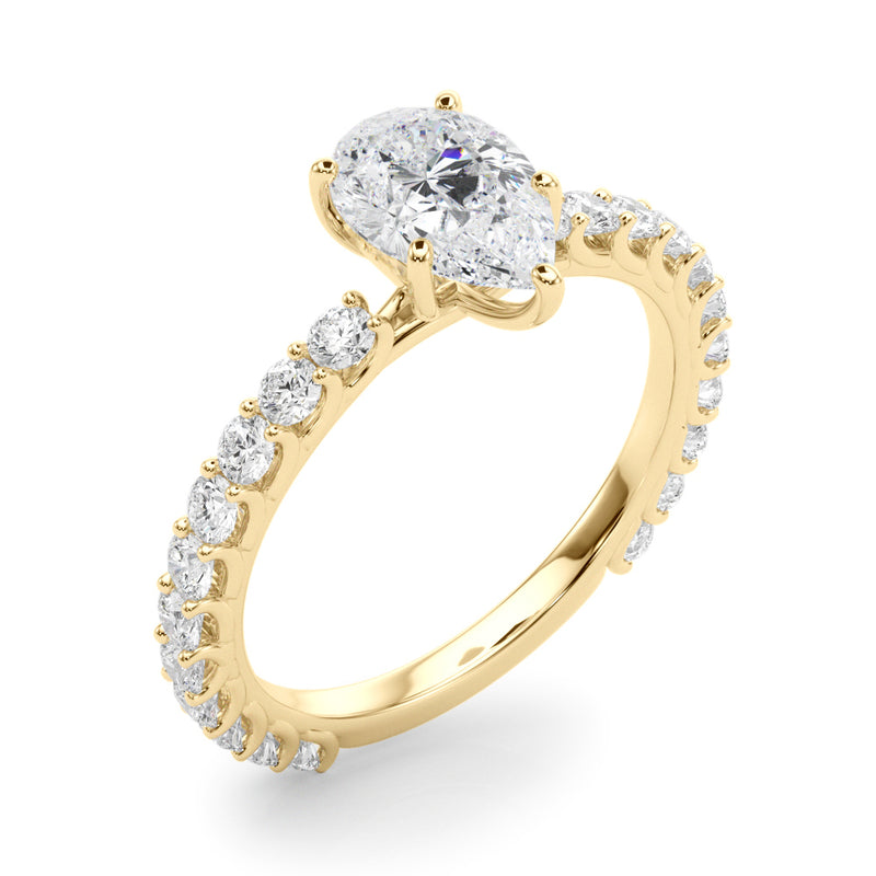 1.55ct Pear Cut Lucida Setting Diamond Engagement Ring Setting (0.65ctw) In 14k Gold - simonbjewels.co