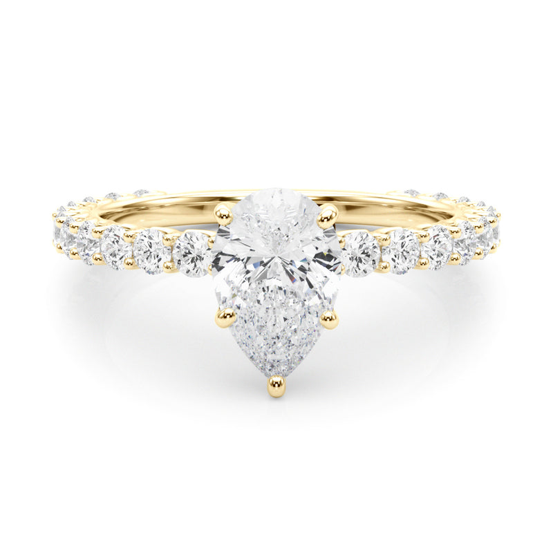 1.55ct Pear Cut Lucida Setting Diamond Engagement Ring Setting (0.65ctw) In 14k Gold - simonbjewels.co