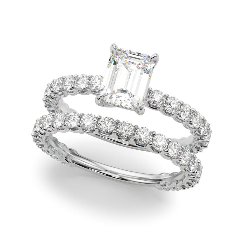 2.00ct Emerald cut Lucida Setting Diamond Engagement Ring Setting (0.65ctw) In 14k Gold - simonbjewels.co