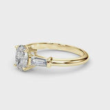 1.50ct Oval-cut Tapered Baguette Three Stone Diamond Engagement Ring Setting (0.50ctw) In 14k White Gold