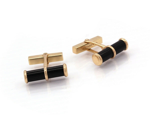 Tiffany & Co. 14K Yellow Gold Black Onyx Cufflinks - Vintage - simonbjewels.co