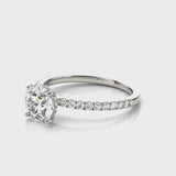 2.50ct Round Cut Hidden Halo Diamond Engagement Ring Setting (0.30ctw) In 14k Gold