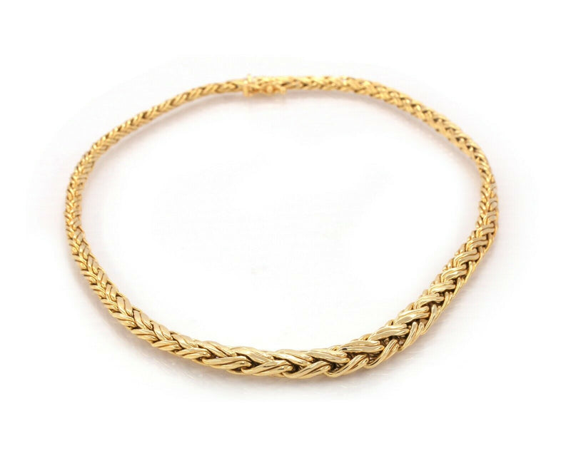 Tiffany & Co. 18k Yellow Gold Woven Braided Choker Necklace 16'' - simonbjewels.co