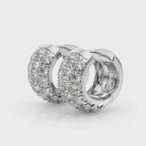1.52 carat Round Diamond 3 Row Micro-Pave Huggie Hoop earrings set in 14K White Gold