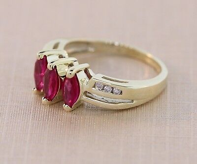 Natural red ruby diamond cocktail ring 14k yellow gold band H - I SI clarity - simonbjewels.co