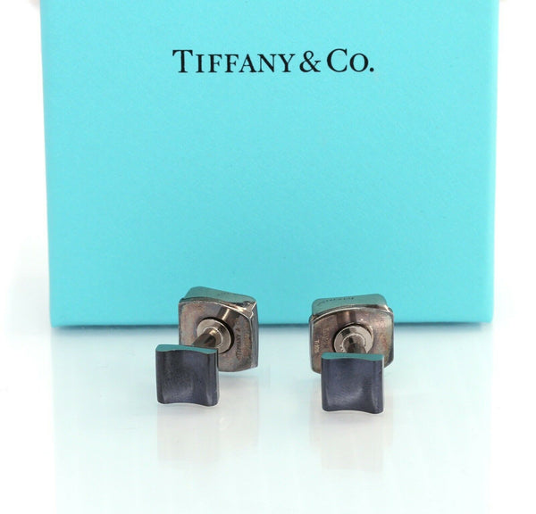 Tiffany & Co. Sterling Silver1837 Square Titanium Cuff Links Cuff - Rare! - simonbjewels.co