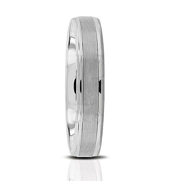 Mens 14K 4.5mm Comfort Fit Satin Center With High Polished Drop Edge Ring - simonbjewels.co