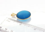 18K Yellow Gold Vintage Blue Cabochon Charm Pendant - simonbjewels.co