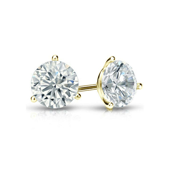 Martini Set Solitaire Studs Earrings Diamond 1.00 Ct Yellow Gold - simonbjewels.co