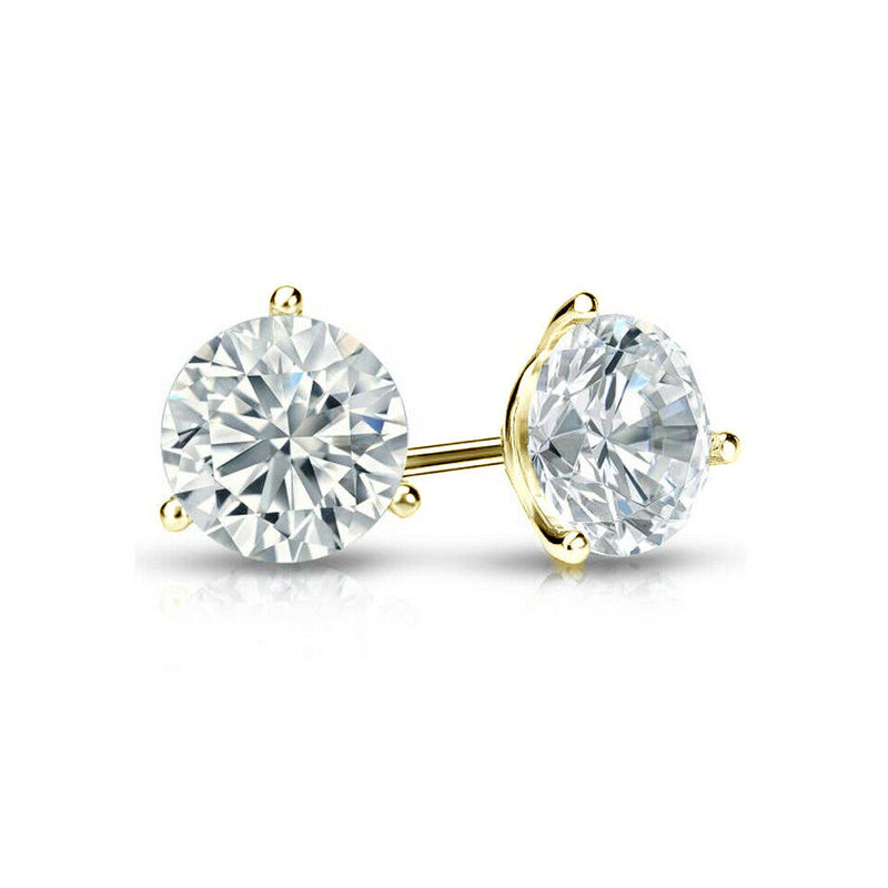 Martini Set Solitaire Studs Earrings Diamond 1.00 Ct Yellow Gold - simonbjewels.co