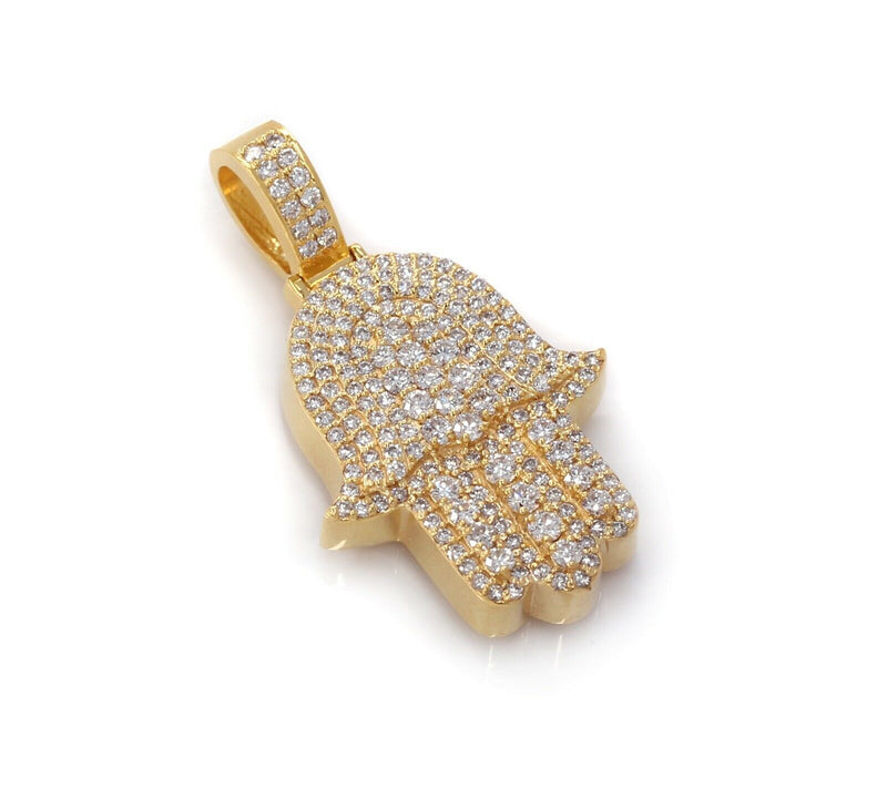 1.00CT. Custom Diamond Hamsa Pendant in 14K Yellow Gold - simonbjewels.co