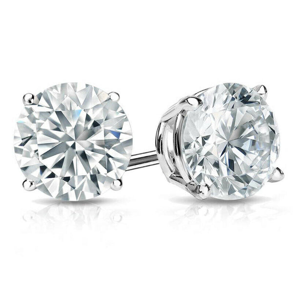 CERTIFIED 1.00ct 1ct ONE CARAT ROUND-CUT F/VS2 DIAMONDS 14K GOLD STUDS EARRINGS - simonbjewels.co