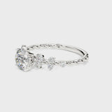 1.00 ct tw Round cut Diamond Scatter Twist Engagement Ring Setting (1/3 ct tw) In 18k White Gold