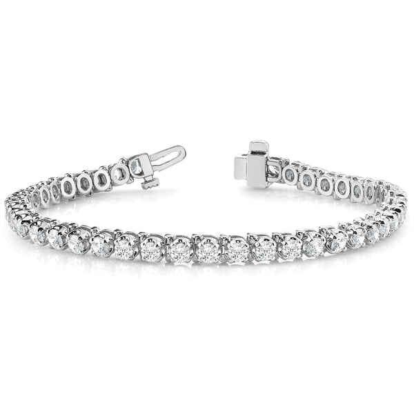 5.60 ct Round cut Diamond Prong Set Tennis Diamond Bracelet 18K White Gold - simonbjewels.co