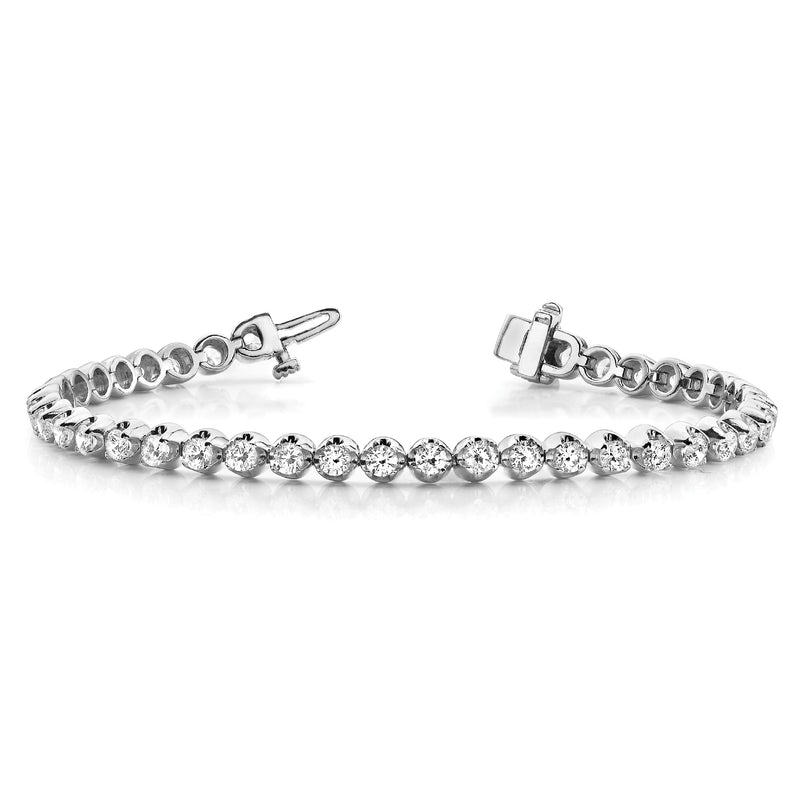 3.20 ct Round cut Diamond Illusion Tennis Bracelet 14K White Gold - simonbjewels.co