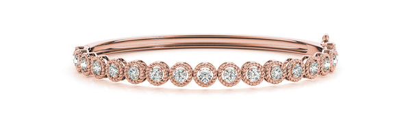 1.75ct Round Cut Diamond Halo Illusion Tennis Bangle Bracelet set in 14k Gold - simonbjewels.co