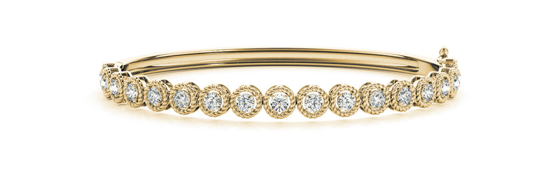 1.75ct Round Cut Diamond Halo Illusion Tennis Bangle Bracelet set in 14k Gold - simonbjewels.co