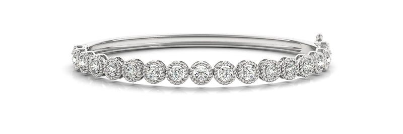 1.75ct Round Cut Diamond Halo Illusion Tennis Bangle Bracelet set in 14k Gold - simonbjewels.co