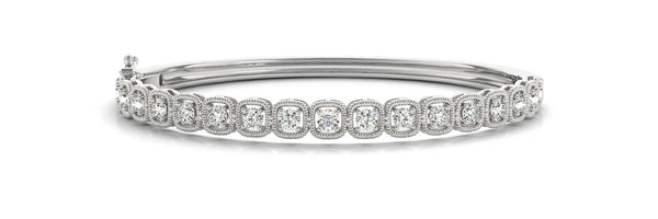 2.00ct Round Cut Diamond Cushion Halo Illusion Tennis Bangle Bracelet set in 14k Gold - simonbjewels.co
