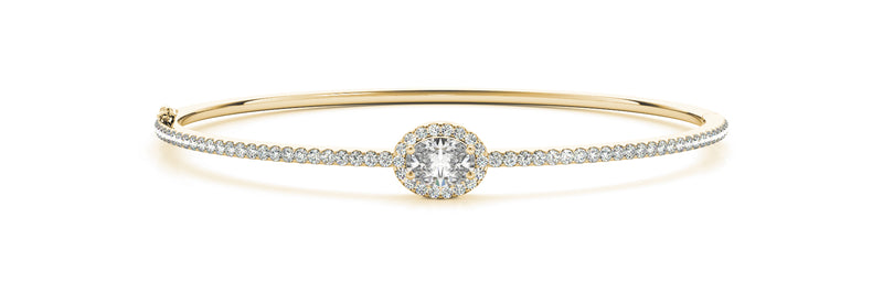 1.00ct Oval Cut Diamond Halo Hinged Bangle Bracelet (1.00ct) set in 14k Gold - simonbjewels.co