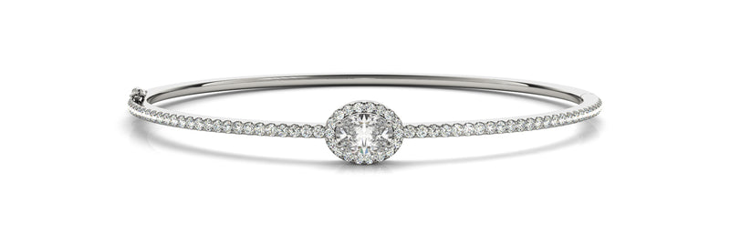 1.00ct Oval Cut Diamond Halo Hinged Bangle Bracelet (1.00ct) set in 14k Gold - simonbjewels.co