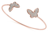 0.65ct Round Cut Diamond Micro-pave Butterfly Flexible Bangle Bracelet set in 14k Gold - simonbjewels.co