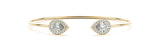 2.50 Carat Pear shaped Diamond Halo Micropave Flex Bangle Bracelet (0.30ct) set in 14k Gold - simonbjewels.co