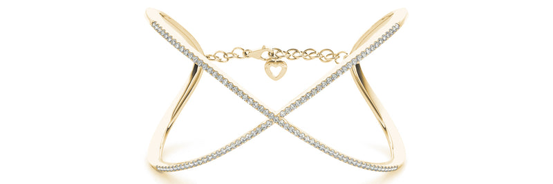 1.25ct Round Cut Diamond Micro-pave Infinity Twisted Cuff Bangle Bracelet set in 14k Gold - simonbjewels.co