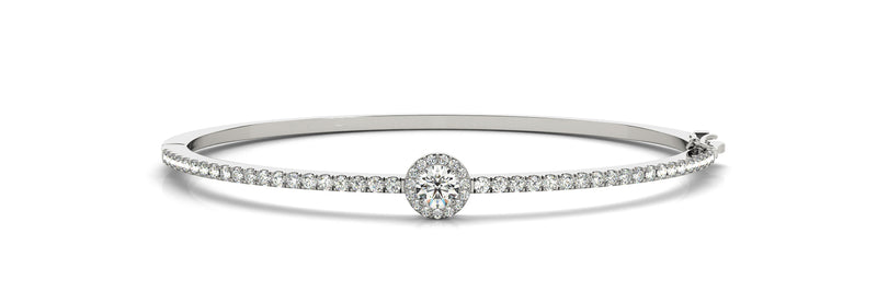 0.65ct Round Diamond Halo Hinged Bangle Bracelet (1.25ct) set in 14k Gold - simonbjewels.co