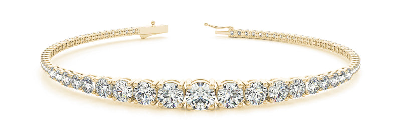 2.80 Carat Round Cut Diamond Graduated IN-LINE Tennis Bracelet set in 14k Gold - simonbjewels.co
