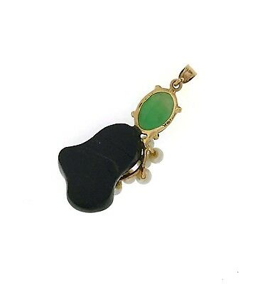 Vintage Light Green Jade & Pearl Onyx 14k yellow Gold Pendant - simonbjewels.co