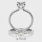 2.00ct Round Cut Hidden Halo Diamond Engagement Ring Setting (0.30ctw) In 14k Gold