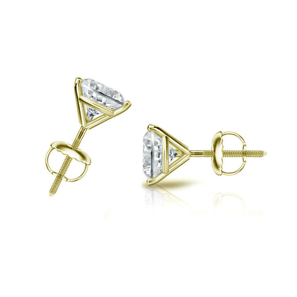 Martini Set Solitaire Studs Earrings Diamond 1.00 Ct Yellow Gold - simonbjewels.co