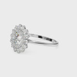 1 carat Round cut Diamond Halo Engagement Ring Setting (5/8 ct tw) In 18k White Gold