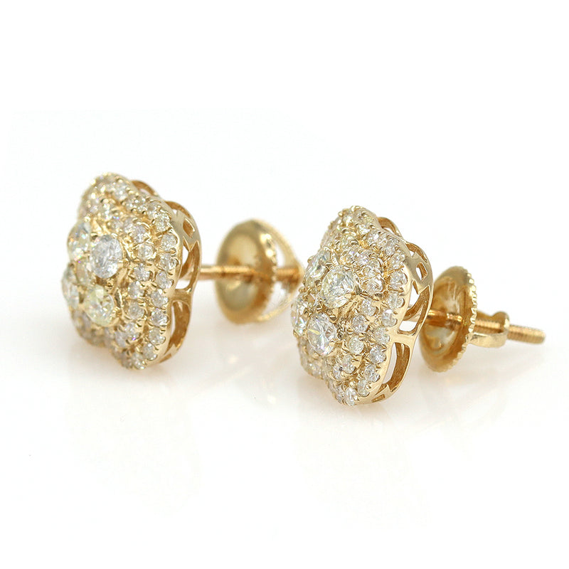 1.25ctw Micropave Round Diamond Earrings in 14k Yellow gold Screw Back - simonbjewels.co