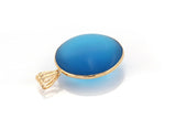 18K Yellow Gold Vintage Blue Cabochon Charm Pendant - simonbjewels.co